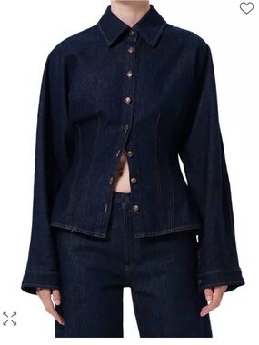 Agolde Devon Shirt in Blue. Size Medium.